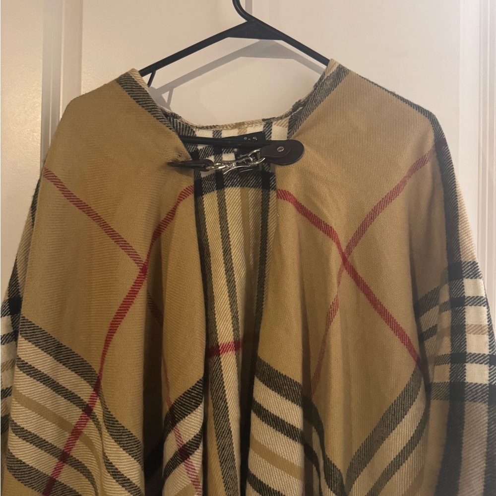Fraas Plaid Tan Cape Coat O/S